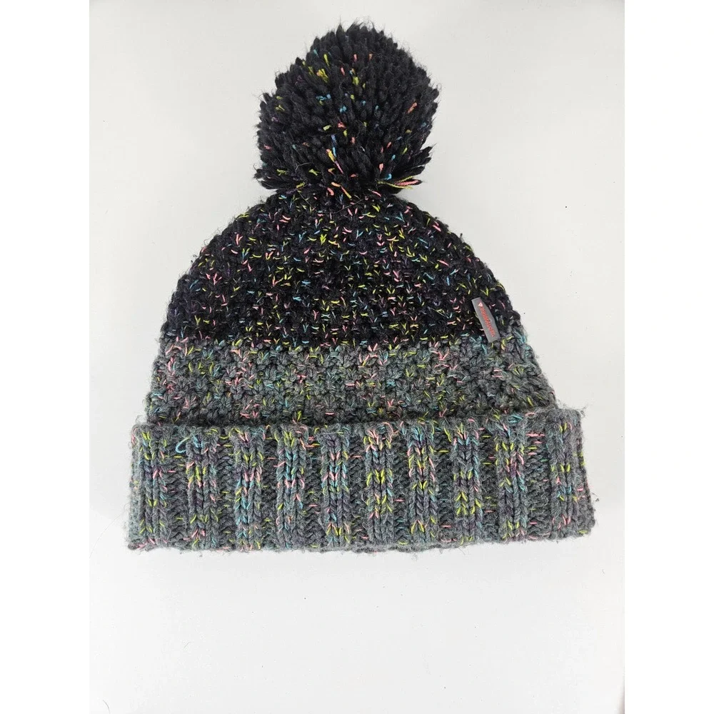 Buff Womens Black Grey MultiColor Rainbow Knit Primaloft Fleece Lined Beanie Hat